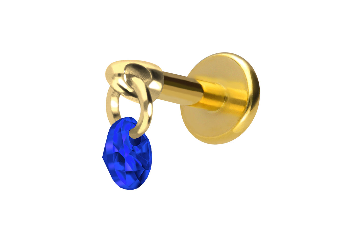 Titan Labret Piercing mit Innengewinde RUNDER KRISTALL